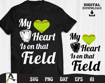 Softball Heart SVG: Sports Clipart Design (Digital Download)