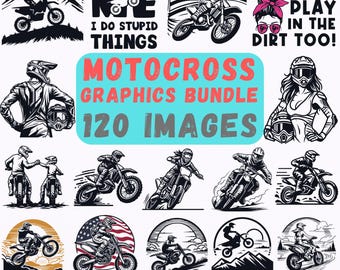 Motocross SVG Bundle 120 Images Dirt Bike Graphics Pack Racing Cricut Silhouette Commercial Use