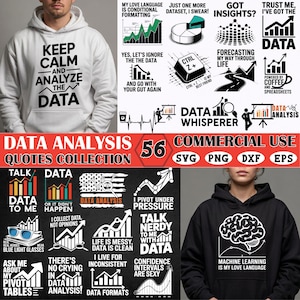 Funny Data Analysis SVG Bundle 56 Quotes for Data Scientists and Analysts Commercial Use for Cricut Silhouette instant digital download