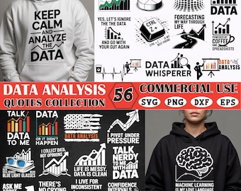 Paquete SVG de análisis de datos divertidos: 56 citas para científicos y analistas de datos. Uso comercial para Cricut Silhouette. Descarga digital instantánea.