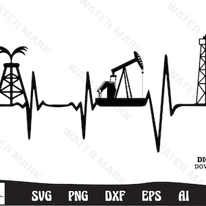 Oilfield svg file - oilfield heartbeat art cut file vector instant digital download