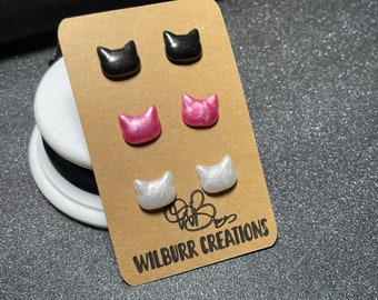 Cat Stud Earrings Set