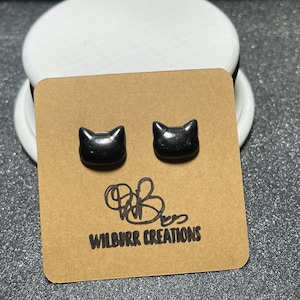 Black Cat Stud Earrings