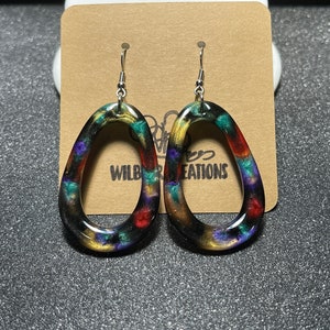 Multicolor Marbled Earrings (red-A)