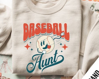 Retro Baseball Aunt Sweater, Baseball Auntie, Baseball Aunt Gift, Baseball Aunt, Game day Baseball Sweatshirt Aunt, Gift for Baseball Aunt