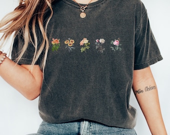 Wildflower Tshirt Comfort Colors, Wild Flowers Shirt, Floral Shirt, Flower Shirt for Women, Gift for Women, Vintage Flower, Best Friend