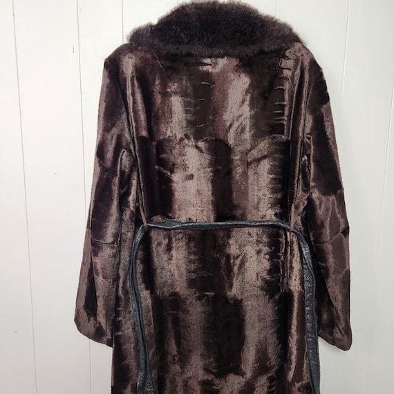 Vintage 70s Penny Lane Faux Fur Mink Brown Crushe… - image 3