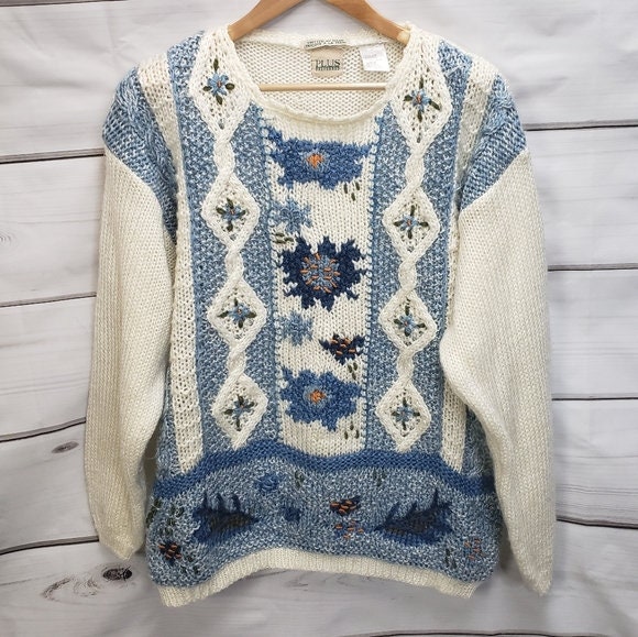 Vintage 80s 90s Plus Hand Knit Sweater Oversized Cottagecore - Etsy Canada