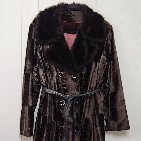 Vintage 70s Penny Lane Faux Fur Mink Brown Crushe… - image 6