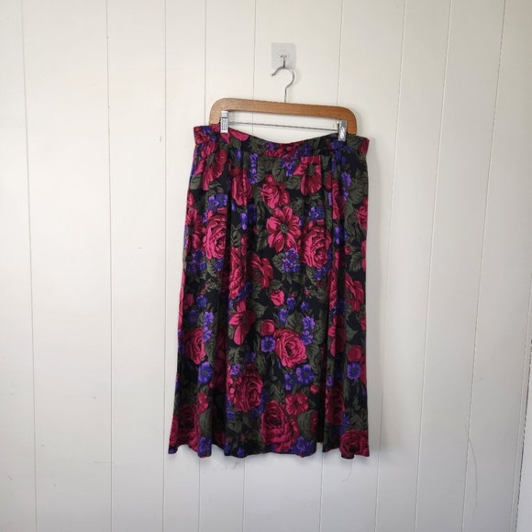 90s Floral Micromesh Midi Skirt