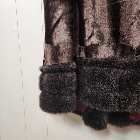 Vintage 70s Penny Lane Faux Fur Mink Brown Crushe… - image 9