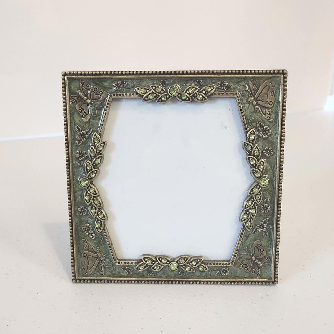 Enamel Butterfly Square Photo Pixture Frame Green Enamel Butterflies ...