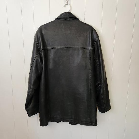Vintage 90s Black Leather Jacket Zip Coat Blazer Moto Mens Vintage 90s Black Leather Jacket Zip Coat Blazer Moto Mens