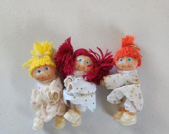 Vintage miniatuur koolpatch kinderclip op potloodknuffelpoppen verzamelobject jaren 80