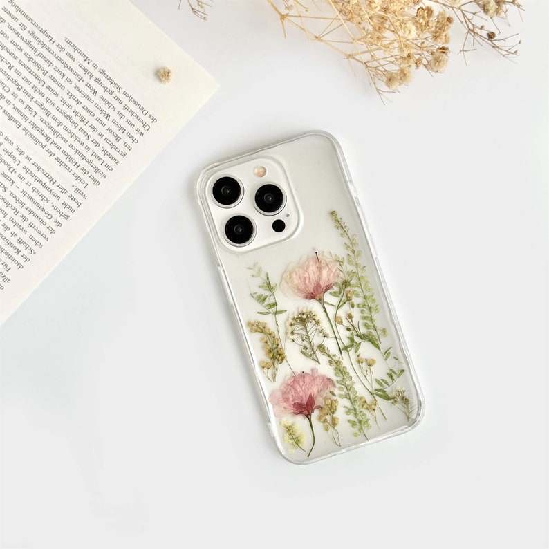 Pressed Pink Flower Phone Case iPhone 15 14 13 12 11 Pro Max Etsy