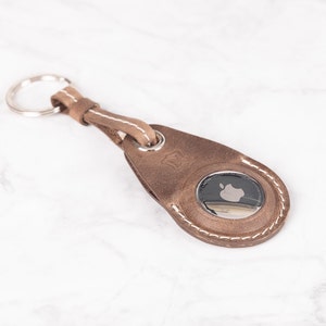 Personalized Airtag Case genuine Leather Apple AirTag Keychain handmade Protective Airtag Cover Airtag Leather loop holder best gift