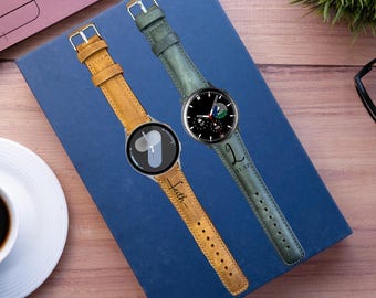 Personalizado Samsung Galaxy 4 5 6 7 Smart Active 2 Regalo de Navidad personalizado Hombres y mujeres Pulsera Deporte Banda de cuero genuino Regalo de Navidad