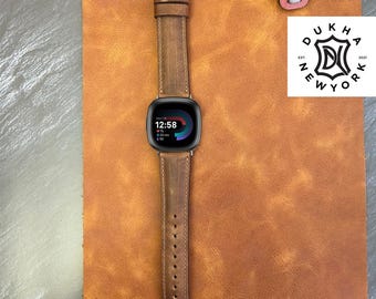 Fitbit Versa 4/3/Sense 2 Watch Band Custom Christmas Gift Men & Women Bracelet Sport Personalised Genuine Leather Band Weichnachtsgeschenk