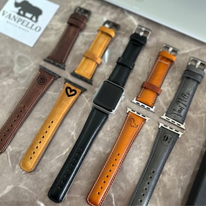 Apple Watch Band for Series 11/10/Ultra 3/2/SE3/SE2/9-1 Custom Christmas Gift Men & Women Bracelet Sport Personalised Genuine Leather Band