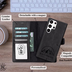 Custodia per cellulare Samsung S25 Ultra S25 Plus personalizzata in vera pelle 2 in 1 custodia magnetica rimovibile con slot per carte protezione RFID fatta a mano