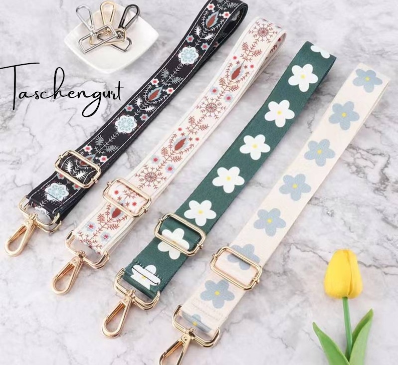 Premium bag strap bag strap webbing shoulder strap flowers patterned camera bag strap bag strap crossbody bag fabric bag strap image 1