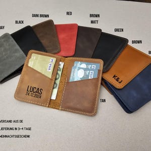 Geniune Leder Kartenhalter / Handgemachte Kleine Brieftasche / Minimalistisches schlankes Design / Geschenke für Vater Mutter Vatertag