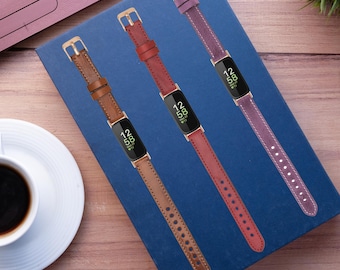Fitbit Inspire 1 2 3 Banda de cuero genuino Pulsera personalizada Idea de regalo de Navidad Reloj Pulsera Correa Grabado láser para él Su Navidad