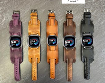 Fitbit Versa 4/3/Sense 2 Watch Band Custom Christmas Gift Men & Women Bracelet Sport Personalised Genuine Leather Band Weichnachtsgeschenk