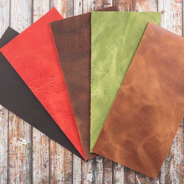 Leather Pieces For Crafting | Vintage Genuine Leather Precut DIY packs | Mix Color Leather pieces for Personalized Hobby, Repair, Supplies