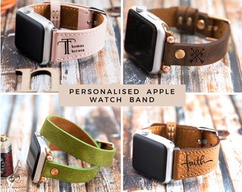Apple Watch Band for  9 Ultra/2/SE/8-1 Leather Strap 38-40-41-42-44-45mm Personalized Custom Christmas Gift Womens Bracelet Sport
