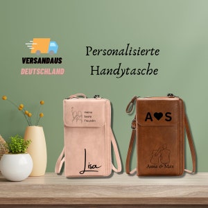 Custodia per telefono regalo di Natale Portafoglio 2 in 1 Borsa a tracolla personalizzata con borsa da cintura in pelle Borsa da donna con incisione gratuita