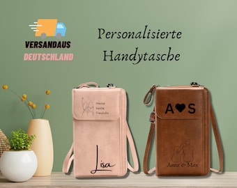 Valentine's Day Gift Phone Case Wallet 2 in 1 Personalized Shoulder Bag Leather Belt Bag Women's Purse Free Engraving