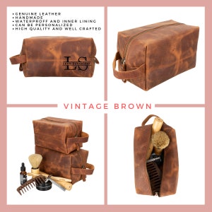 Valentinstag Geschenk Leder Kulturbeutel Personalisiertes Dopp Kit Handgefertigt Make-up Organizer Reise Tasche Hochzeit Perfekte Gift Idee VINTAGE BROWN - L