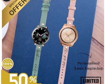 Personalizado Samsung Galaxy 4 5 6 7 Smart Active 2 Regalo de Navidad personalizado Hombres y mujeres Pulsera Deporte Banda de cuero genuino Regalo de Navidad