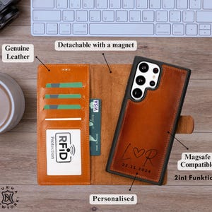 Custodia per cellulare Samsung S25 Ultra S25 Plus personalizzata in vera pelle 2 in 1 custodia magnetica rimovibile con slot per carte protezione RFID fatta a mano