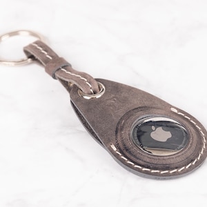 Personalized Airtag Case genuine Leather Apple AirTag Keychain handmade Protective Airtag Cover Airtag Leather loop holder best gift