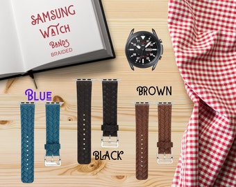 Samsung Galaxy Watch Band Personalisiertes Leder Armband für Galaxy Watch 5, 5 Pro, Watch 4, Active 2, Gear S3, S2, 46mm 45mm 44mm 42mm 40mm