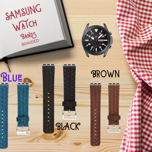 Samsung Galaxy Watch Band Personalisiertes Leder Armband für Galaxy Watch 5, 5 Pro, Watch 4, Active 2, Gear S3, S2, 46mm 45mm 44mm 42mm 40mm