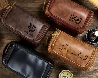 Valentijnsdag geschenk lederen toilettas gepersonaliseerde Dopp Kit handgemaakte make-up organisator reistas bruiloft perfect cadeau-idee