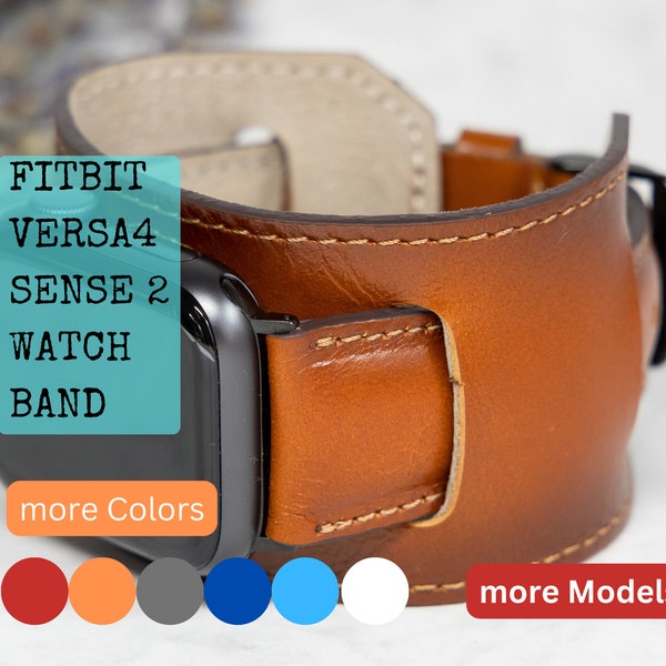Fitbit Versa 4/3/2/Sense/Sense2 Band Echt Leder Armband Herren&Damen Sport Ersatzarmband Personalisierte Geschenk Idee