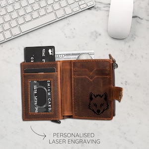 Carteras de cuero genuino personalizadas hechas a mano | Monedero Tarjetero Monedero Regalo Individual | Cartera con grabado