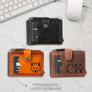 Carteras de cuero genuino personalizadas hechas a mano | Monedero Tarjetero Monedero Regalo Individual | Cartera con grabado