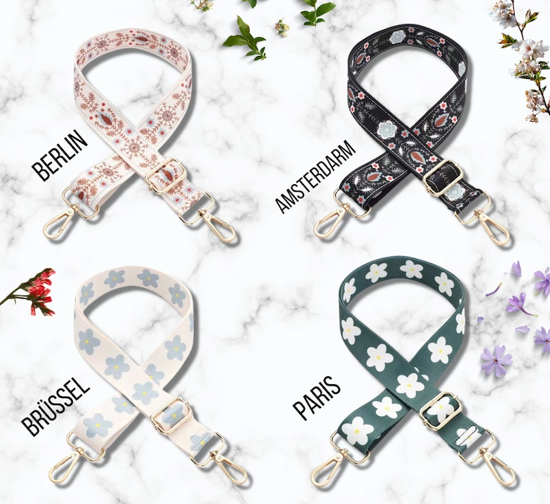 Premium bag strap bag strap webbing shoulder strap flowers patterned camera bag strap bag strap crossbody bag fabric bag strap Paris