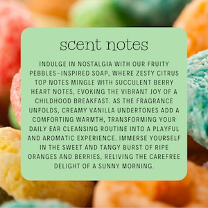 a text photo describing the scent notes of a bar of soap for stretched ears.