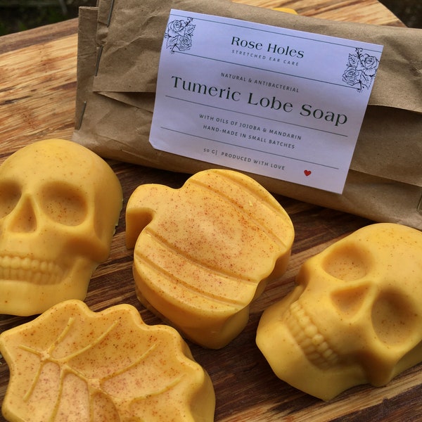 Stretched Ear Turmeric Soap | Tunnels Plugs Body Jewelry Care | Specialty Soap | Antibacterial Small Batch