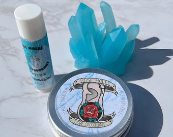 Caja de aguamarina para el cuidado de oídos dilatados / Desodorante para oídos dilatados / Cuidado de tapones para túneles auditivos / Bálsamo para oídos dilatados / Lubricante para dilatadores