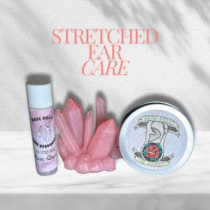 Rose Quartz Stretched Ear Care Box | Stretched Ear Deodorant | Tunnels Plugs Body Jewelry Care| Stretched Ear Balm/ Lubricant For Gauges