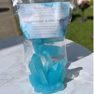 Aquamarine Stretched Ear Soap | Stretched Ear Deodorizing | Tunnels Plugs Body Jewelry Care| Self-Care For Gauges and Piercings