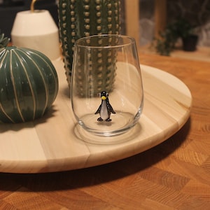 Handmade Penguin Glass, Cute Penguin Glass Cup, Handmade Glassware, Gifts For Her, Water Cups, Hand Blown Drinking Glasses, Christmas Cup