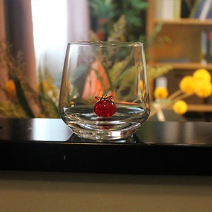 Handblown Glass, Handmade Pomegranate Glass, Cute Pomegranate Glass Cup, Handmade Glassware, Water Cups, Hand Blown Drinking Glasses